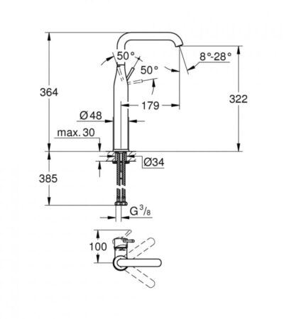 Смесител за умивалник, XL размер, Essence GROHE Essence 24170DA1