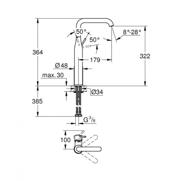 Смесител за умивалник, XL размер, Essence GROHE Essence 24170DA1