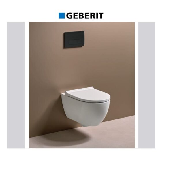 GEBERIT DELTA с конзолна тоалетна чиния PRAVELLO и бутон черен мат