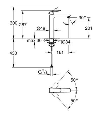 GROHE CUBEO СМЕСИТЕЛ ЗА МИВКА L-РАЗМЕР