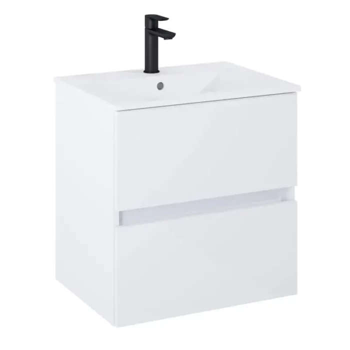 Шкаф Unik N-Cube, 550 x 430 x 565 mm, базов модул с 2 чекмеджета и умивалник, бял гланц ROCA N-Cube A852503806