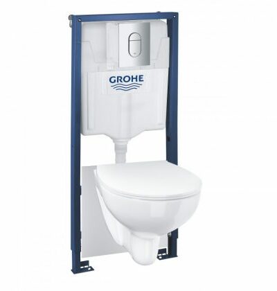 GROHE Комплект 5в1 Solido 39902000 /Структура за вграждане Grohe, т.чиния Bau Ceramic Rimless, седалка Slim – Онлайн промоция