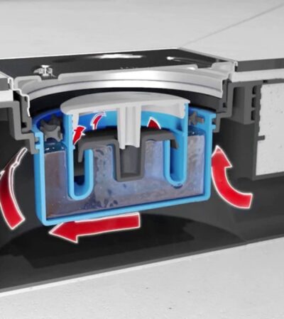 Сифон за баня, воден затвор Primus Blue, за индивидуална плочка HL HL90PrBlue-3020