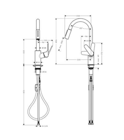 HANSGROHE FOCUS M41 Кухненски смесител с издърпващ се чучур