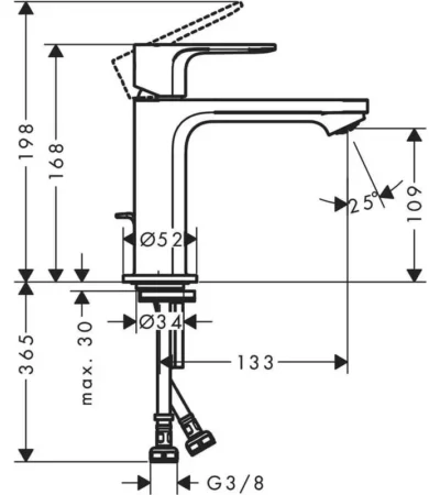 Стоящ смесител за умивалник с pop-up витло за сифон HANSGROHE Rebris S 72519000