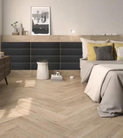 FLAMANT гранитогрес с дървесна визия на черен абанос ROCA