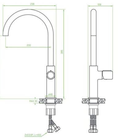 Стоящ смесител за кухня Серия Pretto Graphite - R лебедка BAO_968D