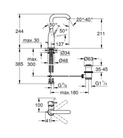 Смесител за умивалник, L размер, Essence GROHE Essence 24174GN1