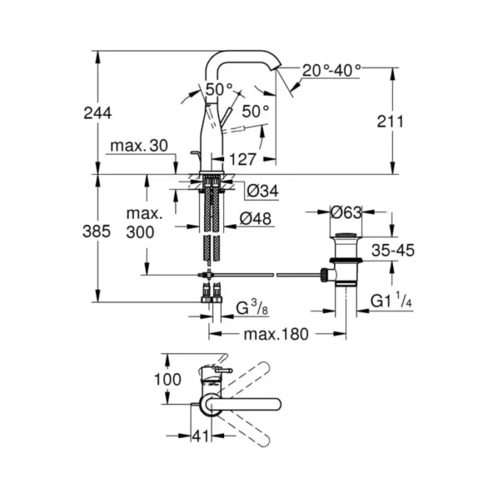 Смесител за умивалник, L размер, Essence GROHE Essence 24174GN1