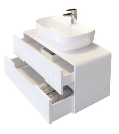 луксозен бял шкаф за баня от PVC , водо и влагоустойчив