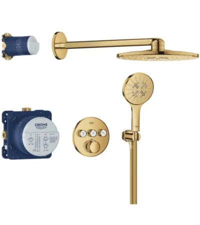 GROHE Grohtherm SmartControl душ система за вграждане с 3 извода 34863GL0 Gold – Cool Sunrise