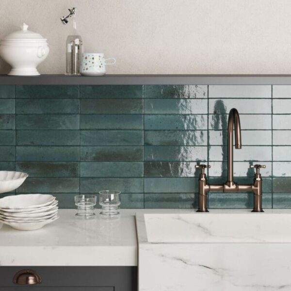 Малки италиански плочки за под и стени Lume Blue 6x24 cm, M6RR