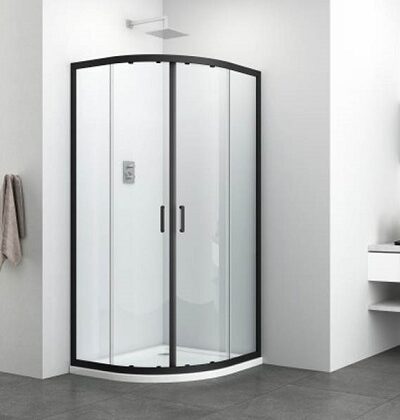 Душ кабина с плъзгащи се врати – овална с черен обков
