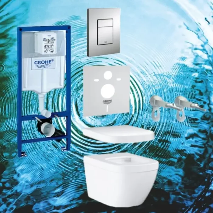 Комплект за WC, тоалетна чиния за стенен монтаж Euro Ceramic (39328000) GROHE Rapid SL