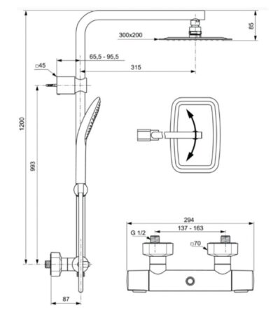 Душ система с термостатен смесител Idealrain Luxe Ideal Standard Idealrain Luxe A6986AA