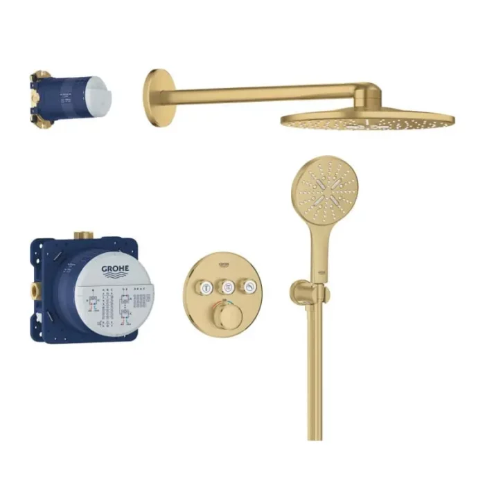 Промо комплект Grohe 34863GN0 Grohtherm SmartControl Душ система за вграждане с термостатен смесител, злато мат