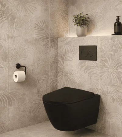 ROCA Ona Rimless черна конз. т. чиния с капак и седалка с плавно падане A346687080