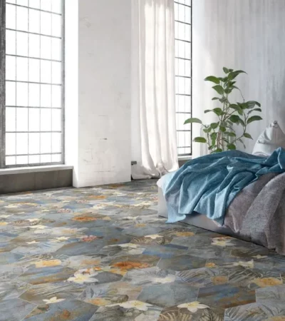 HEXA HIBISCUS BLUE шестоъгълни плочки 23×27 см ITT ceramic