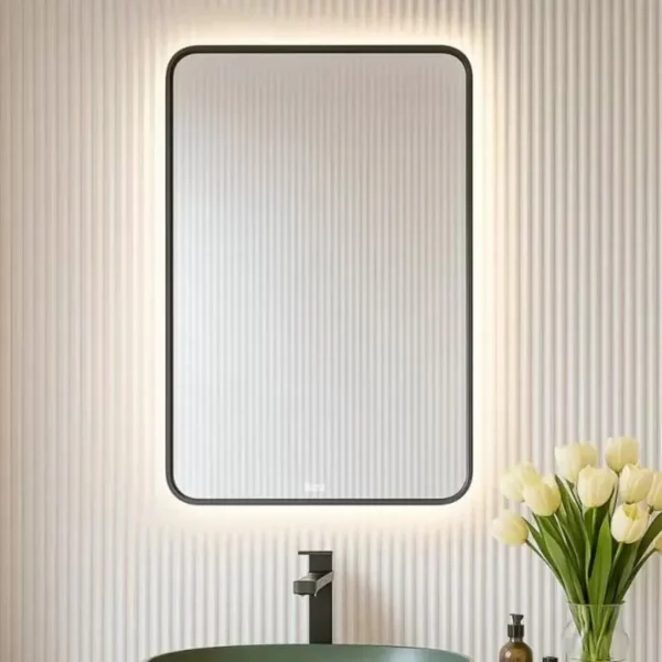 ROCA LUNA огледало с черна рамка и амбиентно LED осветление 60/80, A812421000-Онлайн промоция