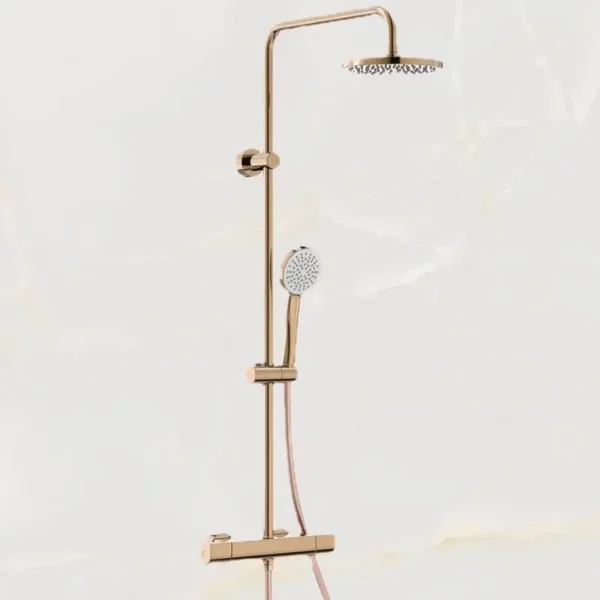термостатна душ система розово злато