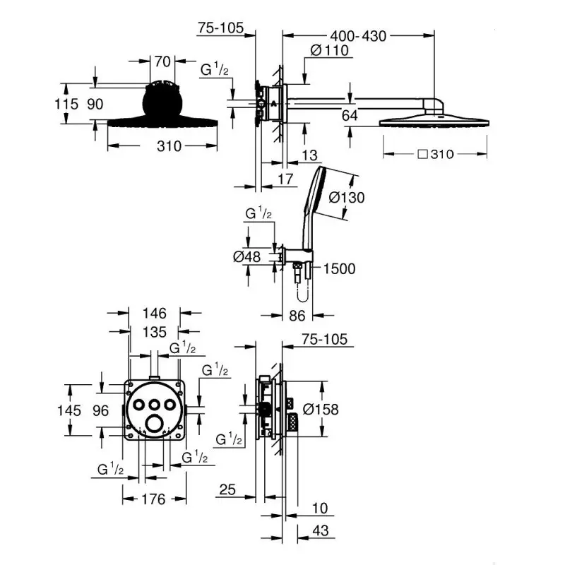 GROHE-Grohtherm-SmartControl-Cube-34864GN0-dush-schema