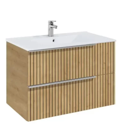 Elegant Plus 80 см Дървесен шкаф за баня light oak structure с 2 чекмеджета с умивалник A852019574 ROCA – релефен