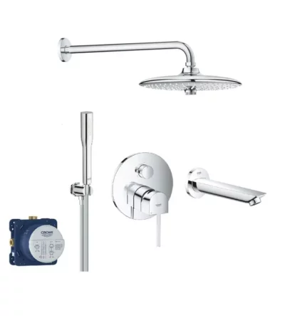 GROHE Plus комплект душ система за вграждане със смесител с тристепенен превключвател и чучур 24093003