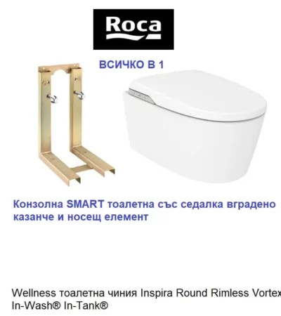 In-Wash® Insignia Смарт тоалетната In-Wash® Insignia е най-модерното творение на Roca и еталон за дигитализиране на изживяването в банята. Тази интелигентна тоалетна се отличава с елегантен дизайн и най-съвременни функции, които могат да се управляват дистанционно и чрез приложението Roca Connect.