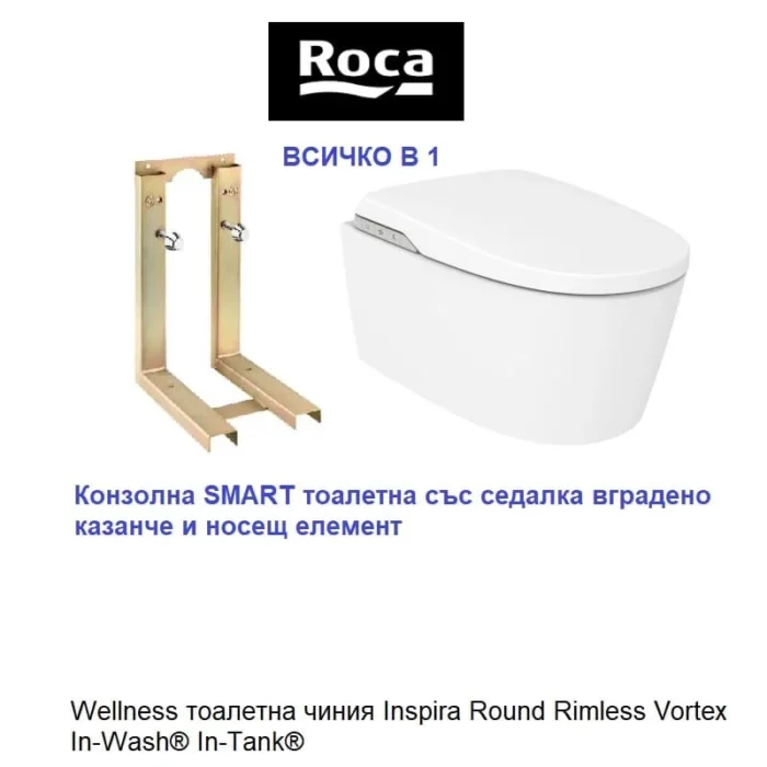 In-Wash® Insignia Смарт тоалетната In-Wash® Insignia е най-модерното творение на Roca и еталон за дигитализиране на изживяването в банята. Тази интелигентна тоалетна се отличава с елегантен дизайн и най-съвременни функции, които могат да се управляват дистанционно и чрез приложението Roca Connect.