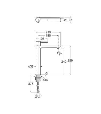 Смесител за умивалник, висока база, Targa, ROCA Targa