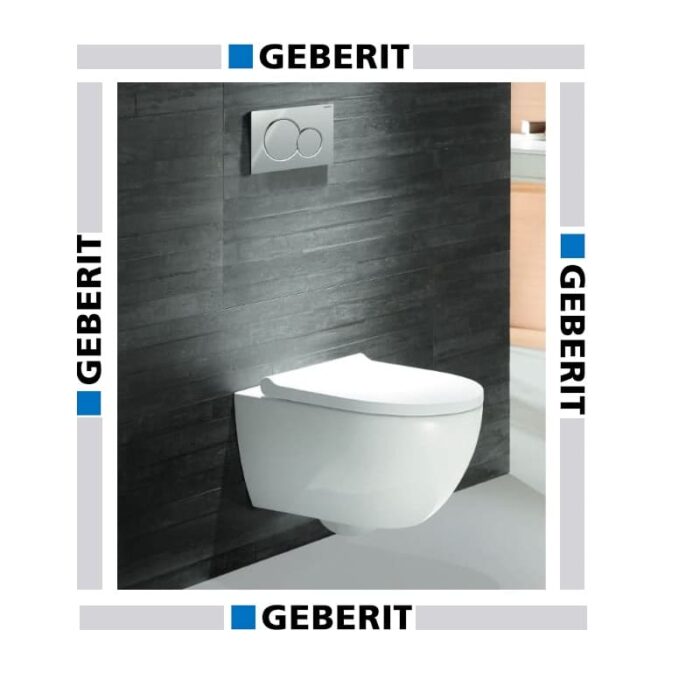 Geberit Acanto wall-hung WC set, washdown, shrouded, TurboFlush, with WC seat