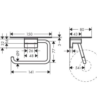 Hansgrohe 41772670 AddStoris Държач за тоалетна хартия с поставка, черен мат