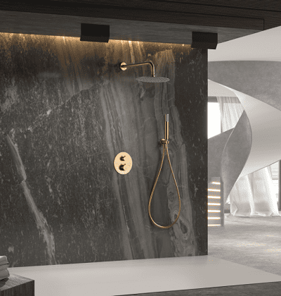 Genova Oro Cepillado Вградена термостатна душ система Genova Oro Cepillado Вградена термостатна душ система