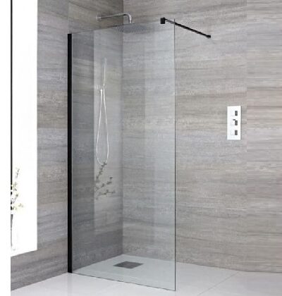 ROCA District DF Параван за душ 90 см, прозрачно стъкло 6 мм, черен профил AMB0109016