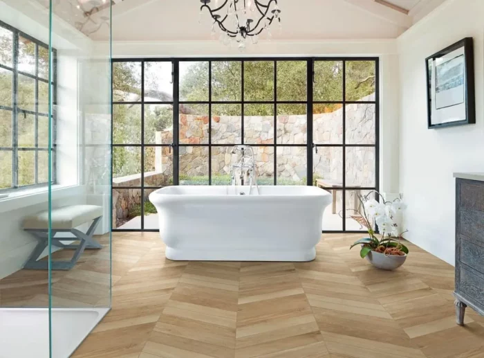 „Италиански гранитогрес Marazzi TREVERKSOUL 11/54 Neutral Chevron – шеврон детайл на текстурата“