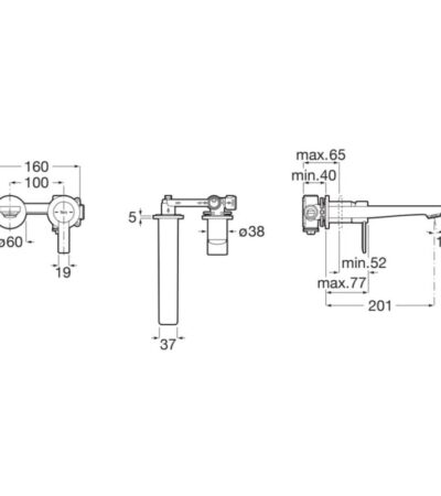 Смесител за вграждане за умивалник, Targa, brushed brass ROCA Targa A5A355FVA0