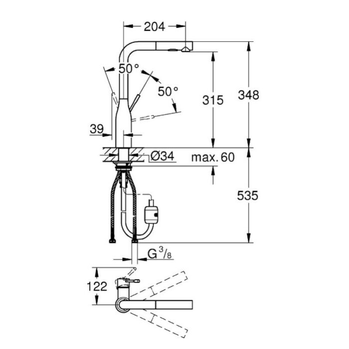Златен кухненски смесител едноръкохватков, стоящ, за кухня 1/2 " Essence New GROHE Essence New 30270GN0