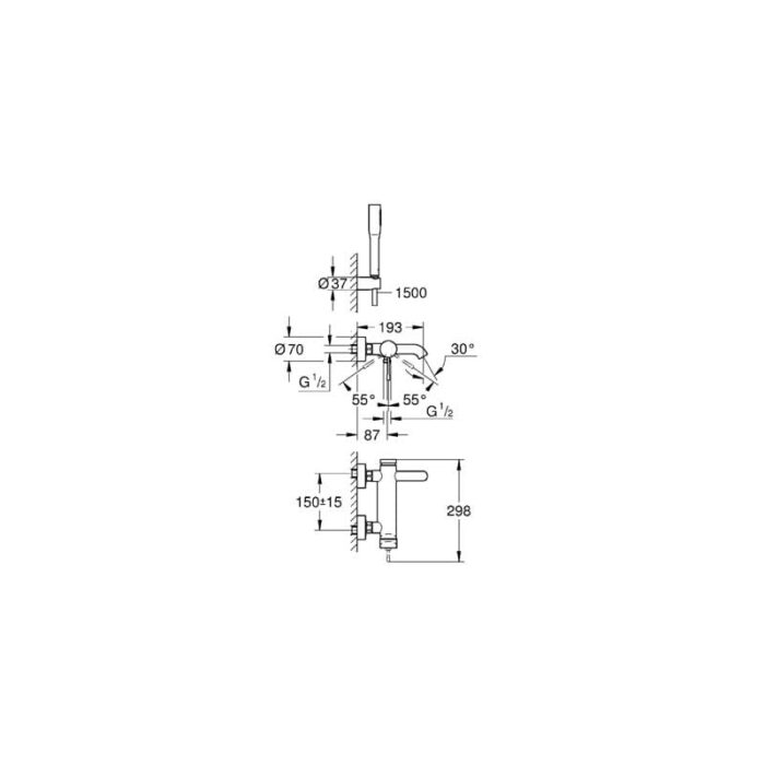 Смесител едноръкохватков Essence New за душ/вана с комплект GROHE Essence New 33628001