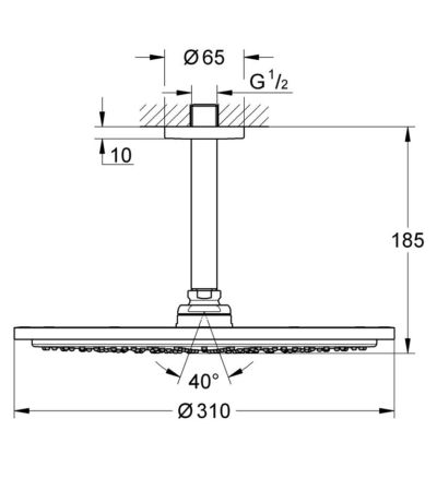 Комплект Душ глава Rainshower Cosmopolitan 310 с рамо от тавана: 26067AL0 - Размер: 310 мм - Рамо за душ от тавана Rainshower 142 mm - Материал: Метал - С една функция: Rain