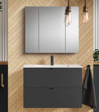 ELEGANT PLUS шкаф за баня с 2 чекмеджета и умивалник 60 см, цвят: черен Onyx A852018531