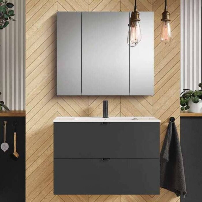 Шкаф 600 mm, Elegant plus Onyx с 2 чекмеджета и умивалник ROCA Elegant Plus A852018531