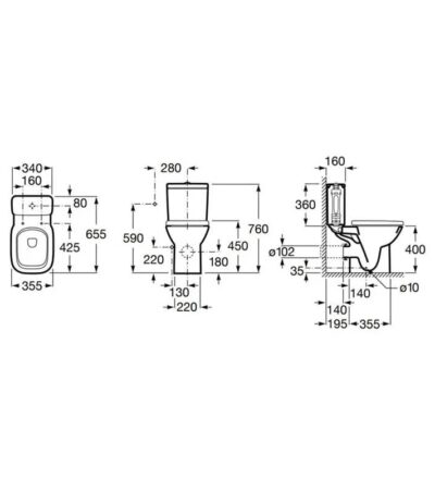 Roca Моноблок DEBBA SQUARE RIMLESS A34P9D0000