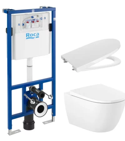 ROCA Ona Комплект за WC  Duplo 4 в 1, Ona Rimless (бутон по избор), A890030020+A346687000+A801E12001- Онлайн промоция