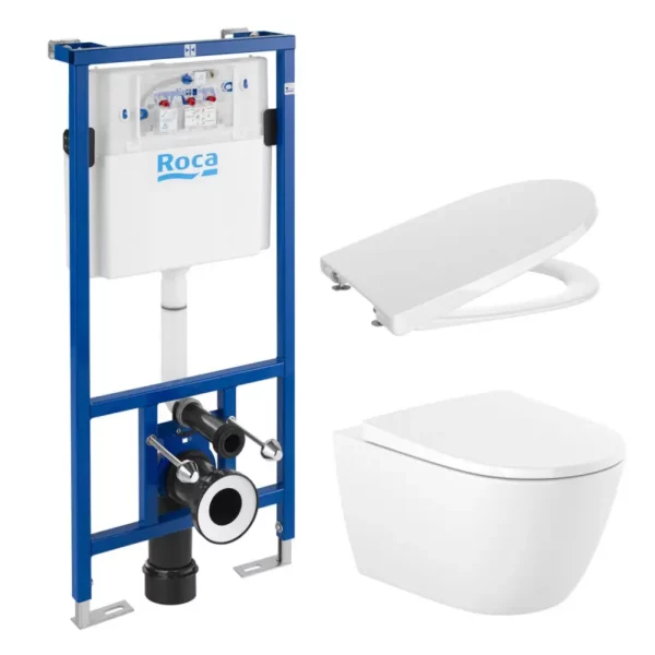 ROCA Ona Комплект за WC Duplo 4 в 1, Ona Rimless (бутон по избор), A890030020+A346687000+A801E12001- Онлайн промоция