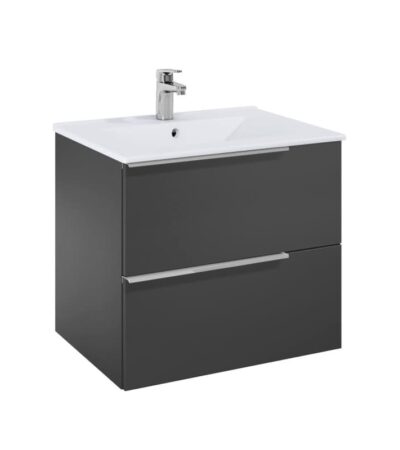 черен шкаф за баня с 2 чекмеджета и плавно затваряне