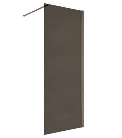 Параван за баня със сиво стъкло и сив профил.