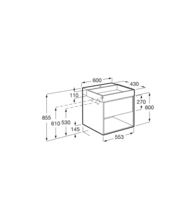 Шкаф Unik Tura 600 mm, Light Terracota, база с едно чекмедже, долен рафт и умивалник ROCA Tura A852025560