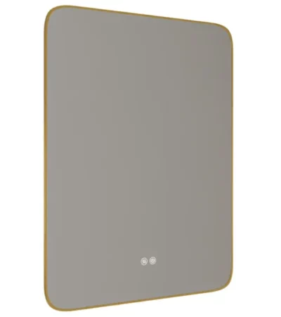 Огледало за баня с златиста рамка и лед осветление