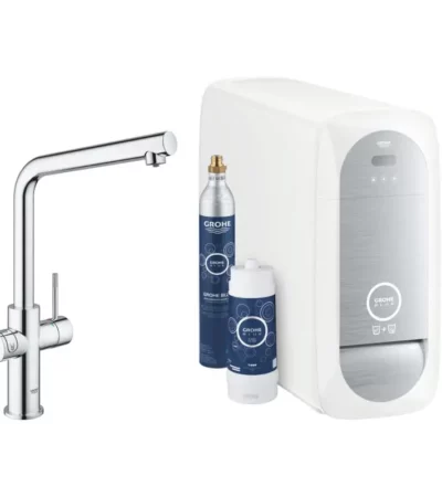 GROHE Blue Home 31454001 – Кухненска система с L-чучур, филтър и охлаждаща технология GROHE Blue Home 31454001 – Кухненска система с L-чучур, филтър и охлаждаща технология