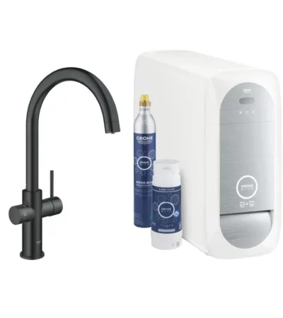 GROHE Blue Home C-чучур 31455KS1 черен мат – Кухненски смесител с филтрирана вода и елегантен дизайн GROHE Blue Home C-чучур 31455KS1 черен мат – Кухненски смесител с филтрирана вода и елегантен дизайн